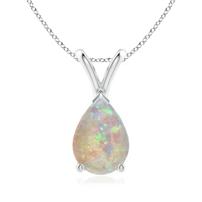Angara V-bale Pear-shaped Opal Solitaire Pendant In Burgundy