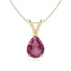 Angara V-bale Pear-shaped Pink Tourmaline Solitaire Pendant In Yellow Gold/rich Pink