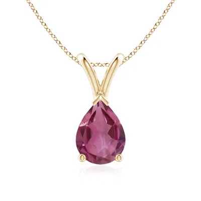 Angara V-bale Pear-shaped Pink Tourmaline Solitaire Pendant In Gold