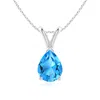Angara V-bale Pear-shaped Swiss Blue Topaz Solitaire Pendant In White Gold/swiss Blue