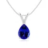 Angara V-bale Pear-shaped Tanzanite Solitaire Pendant In White Gold/deep Rich Violet Blue