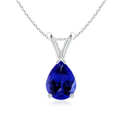 Angara V-bale Pear-shaped Tanzanite Solitaire Pendant In Blue