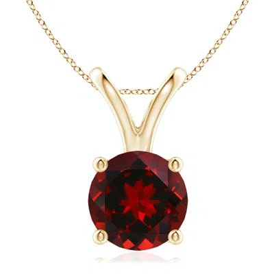 Angara V-bale Round Garnet Solitaire Pendant In Red