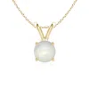 Angara V-bale Round Moonstone Solitaire Pendant In Yellow Gold/white