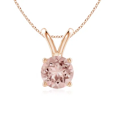 Angara V-bale Round Morganite Solitaire Pendant In Burgundy