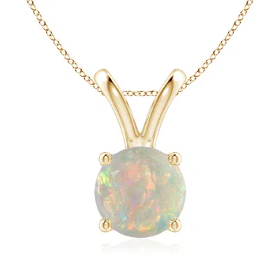Angara V-bale Round Opal Solitaire Pendant In Burgundy