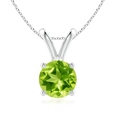 Angara V-bale Round Peridot Solitaire Pendant In Metallic