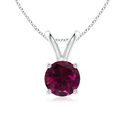 Angara V-bale Round Rhodolite Solitaire Pendant In Metallic