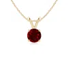 Angara V-bale Round Ruby Solitaire Pendant In Yellow Gold/deep Rich Red