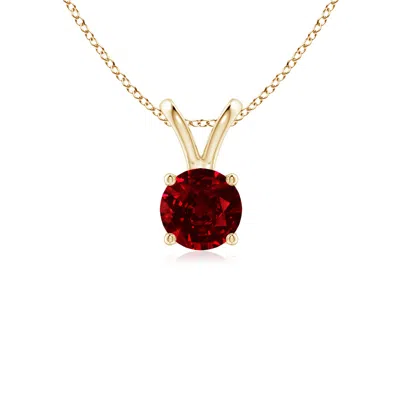 Angara V-bale Round Ruby Solitaire Pendant In Gold