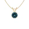 Angara V-bale Round Teal Montana Sapphire Solitaire Pendant In Yellow Gold/medium Greenish Blue