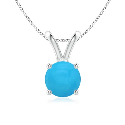 Angara V-bale Round Turquoise Solitaire Pendant In Metallic