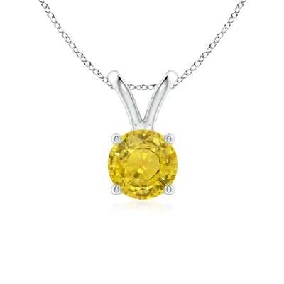 Angara V-bale Round Yellow Sapphire Solitaire Pendant In Gray