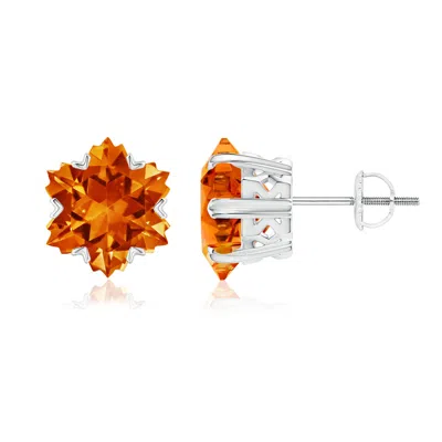 Angara V-prong-set Snowflake-cut Citrine Stud Earrings In Orange