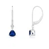 Angara V Prong-set Trillion Sapphire Leverback Drop Earrings In White Gold/medium To Rich Blue