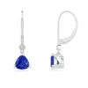 Angara V Prong-set Trillion Tanzanite Leverback Drop Earrings In White Gold/rich Violet Blue