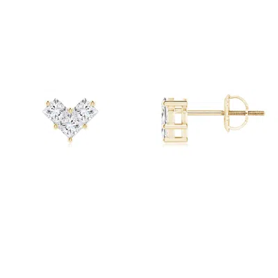 Angara V-shaped Princess-cut Diamond Stud Earrings In Gold