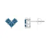Angara V-shaped Princess-cut Enhanced Blue Diamond Stud Earrings In White Gold/teal Blue