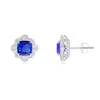 Angara Victorian Style Cushion Tanzanite Halo Stud Earrings In White Gold/rich Violet Blue