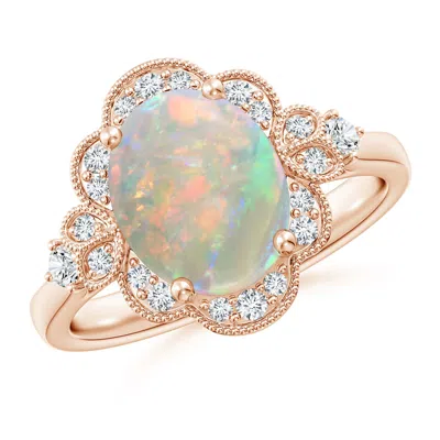 Angara Victorian Style Oval Opal And Diamond Halo Engagement Ring In Gold
