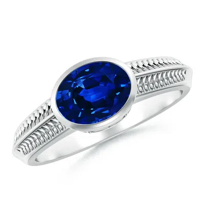 Angara Vintage Inspired Bezel-set Oval Sapphire Ring With Grooves