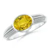 Angara Vintage Inspired Bezel-set Yellow Sapphire Ring With Grooves In White Gold/deep Bright Yellow