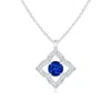 Angara Vintage Inspired Blue Sapphire Clover Pendant In White Gold/deep Rich Blue