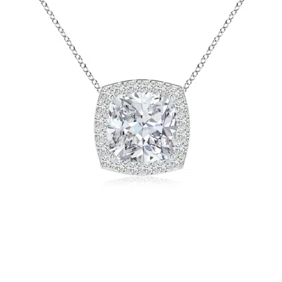 Angara Vintage Inspired Cushion Diamond Halo Pendant In Metallic