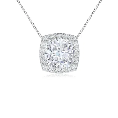 Angara Vintage Inspired Cushion Lab-grown Diamond Halo Pendant In Metallic