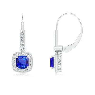 Angara Vintage-inspired Cushion Tanzanite Leverback Earrings In Metallic