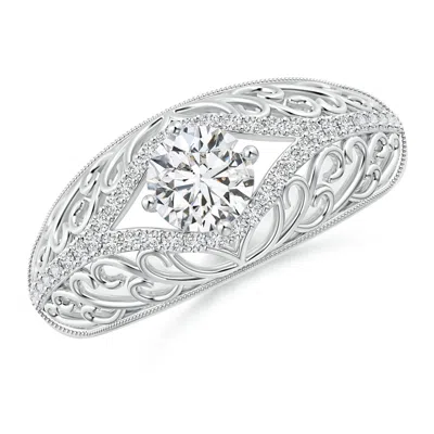 Angara Vintage Inspired Diamond Filigree Engagement Ring In Metallic