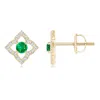Angara Vintage Inspired Emerald Clover Stud Earrings