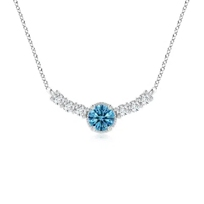 Angara Vintage Inspired Fancy Intense Blue And White Diamond Curved Bar Pendant