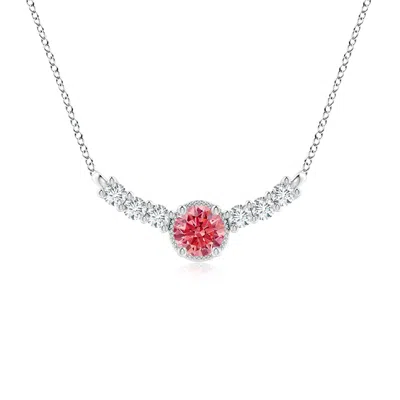 Angara Vintage Inspired Fancy Intense Pink And White Diamond Curved Bar Pendant