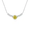 Angara Vintage Inspired Lab-grown Fancy Intense Yellow And White Diamond Curved Bar Pendant In White Gold/fancy Intense