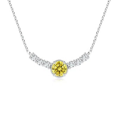 Angara Vintage Inspired Lab-grown Fancy Intense Yellow And White Diamond Curved Bar Pendant In Metallic