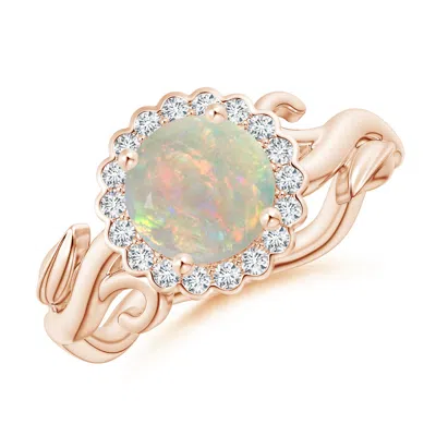 Angara Vintage Inspired Opal Flower And Vine Ring In Multi