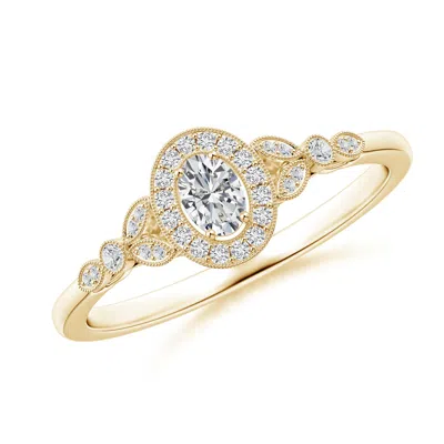Angara Vintage Inspired Oval Diamond Halo Engagement Ring In Gold