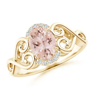 Angara Vintage Inspired Oval Morganite Ring With Diamond Accents In Gold
