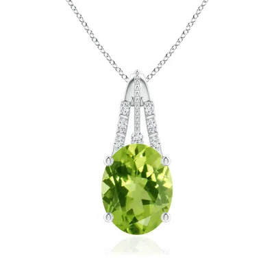 Angara Vintage Inspired Oval Peridot And Diamond Leo Pendant In Green