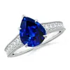 Angara Vintage Inspired Pear-shaped Lab-grown Blue Sapphire Engagement Ring With Milgrain In White Gold/deep Rich Blue
