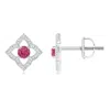 Angara Vintage Inspired Pink Sapphire Clover Stud Earrings In White Gold/rich Pink