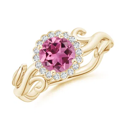 Angara Vintage Inspired Pink Tourmaline Flower And Vine Ring