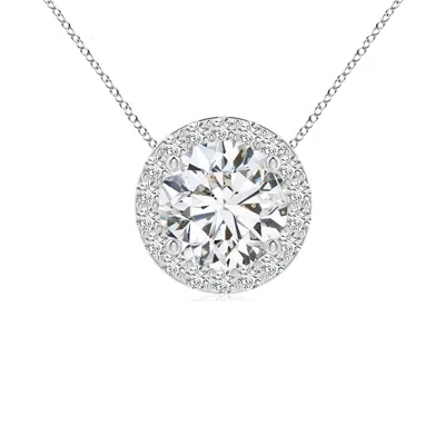 Angara Vintage Inspired Round Diamond Halo Pendant In White