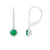 Angara Vintage Inspired Round Emerald Halo Earrings With Filigree In White Gold/rich Medium Green