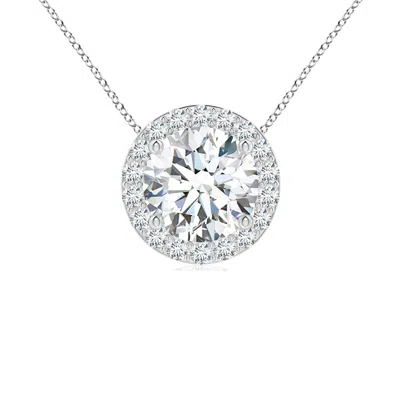 Angara Vintage Inspired Round Lab-grown Diamond Halo Pendant In Metallic