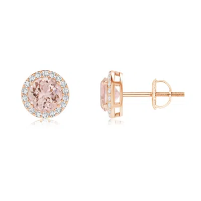 Angara Vintage-inspired Round Morganite Halo Stud Earrings In Pink