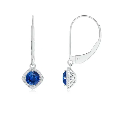 Angara Vintage Inspired Round Sapphire Halo Earrings With Filigree In Metallic