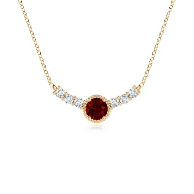 Angara Vintage Inspired Ruby And Diamond Curved Bar Pendant In Gold