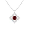Angara Vintage Inspired Ruby Clover Pendant In White Gold/deep Rich Red